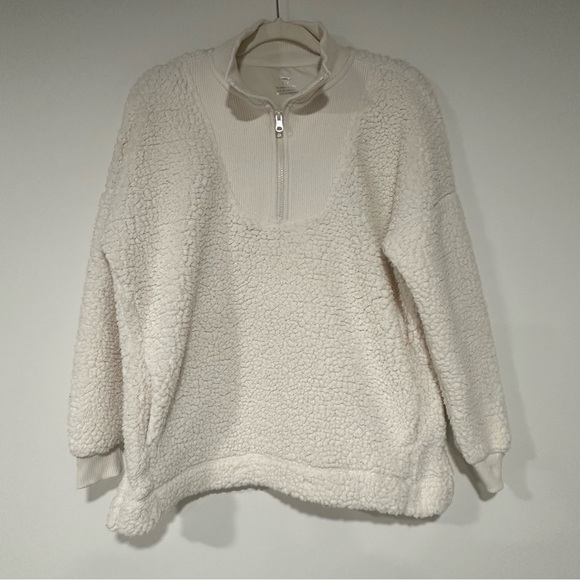aerie Tops - Aerie Sherpa Quarter Zip Ivory Sz Small Oversized